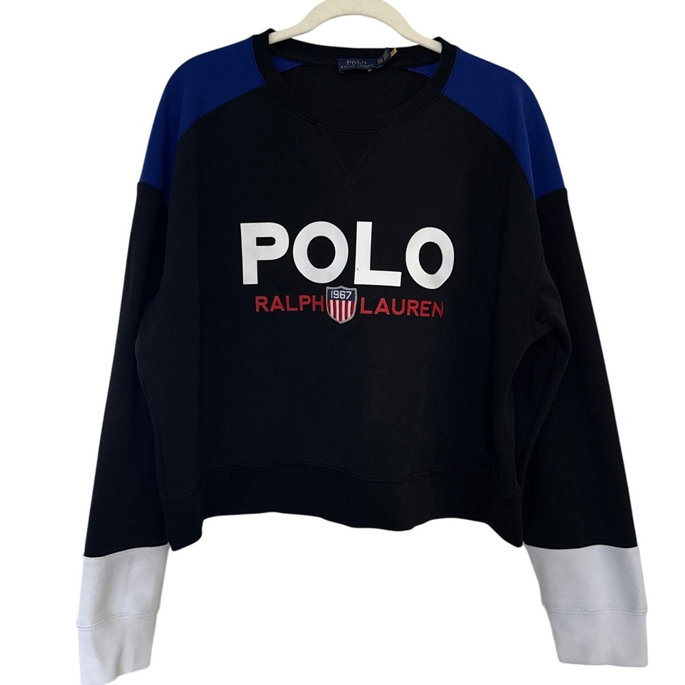 Polo Ralph Lauren USA Colorblock‎ Sweatshirt Casual Cropped Boxy XXL